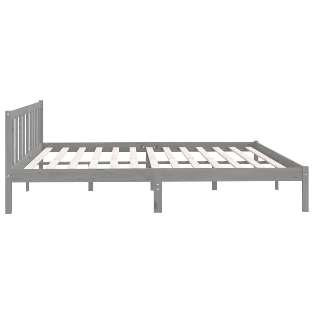 vidaXL Bed Frame without Mattress Grey Solid Wood Super King Size
