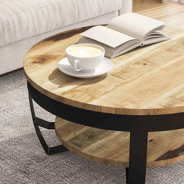 vidaXL Coffee Table Solid Rough Mango Wood 65x32 cm