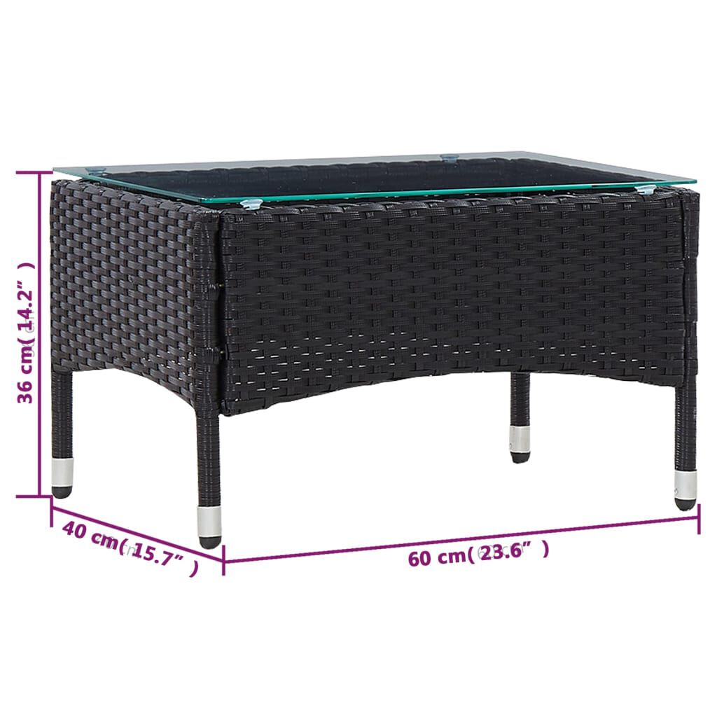 vidaXL 2 Piece Garden Lounge Set with Cushion Poly Rattan Black