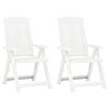 vidaXL Garden Reclining Chairs 2 pcs Plastic White