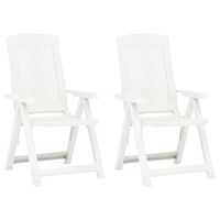 vidaXL Garden Reclining Chairs 2 pcs Plastic White