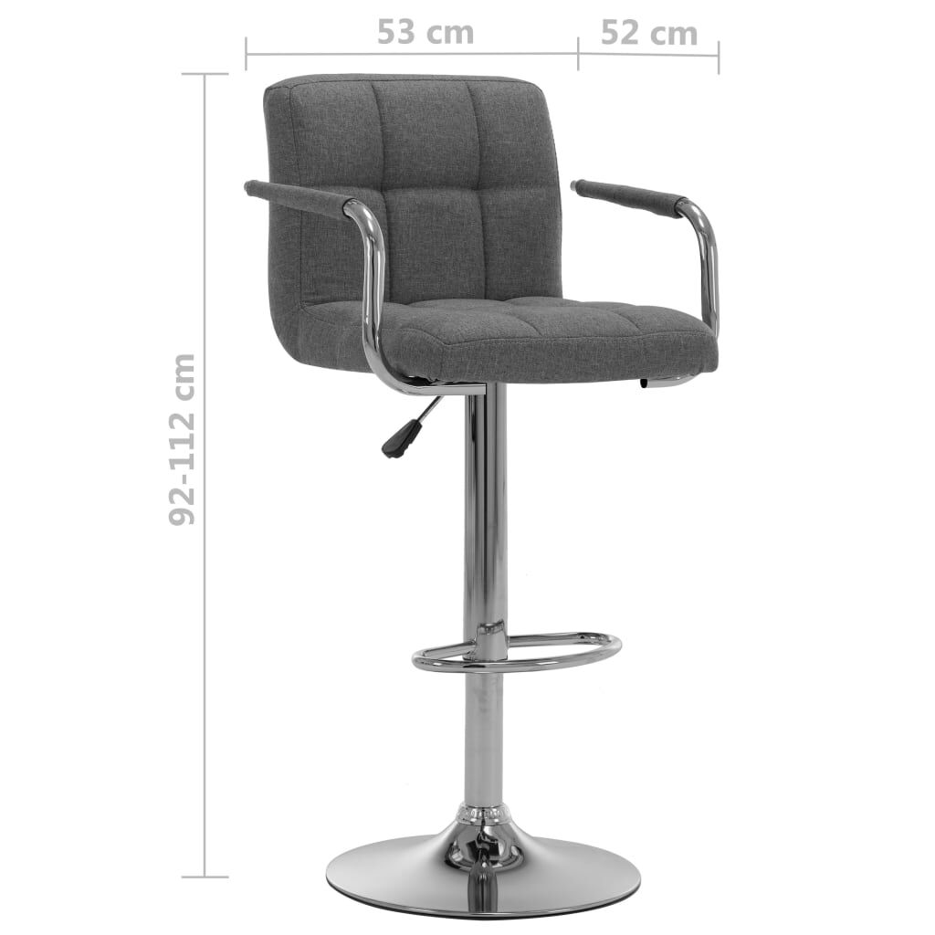 vidaXL Bar Stools 2 pcs Light Grey Fabric