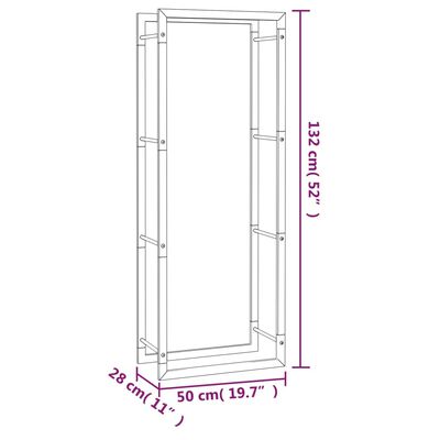 vidaXL Firewood Rack Matt Black 50x28x132 cm Steel, black vidaXL Firewood Rack Matt Black 50x28x132 cm Steel