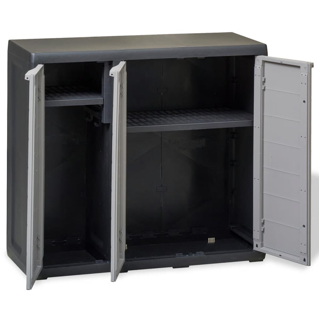 vidaXL Garden Storage Cabinet with 2 Shelves Black and Grey