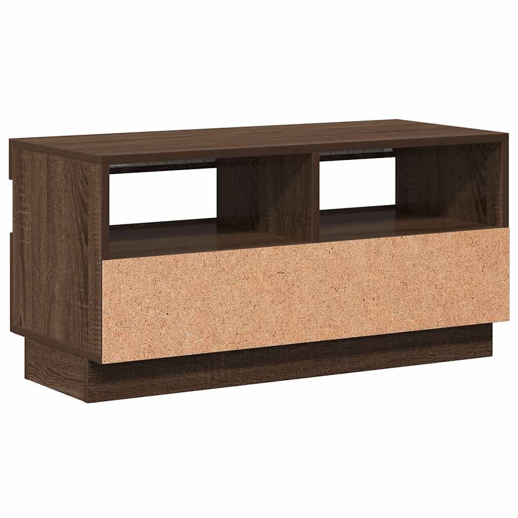 vidaXL TV Cabinet with LED Lights Brown Oak 80x35x40 cm