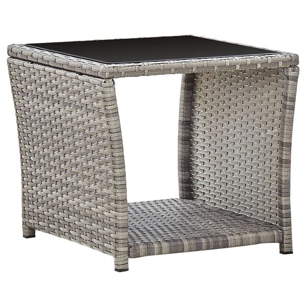 vidaXL 2 Piece Garden Dining Set with Cushions Grey Poly Rattan