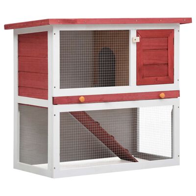 vidaXL Outdoor Rabbit Hutch 1 Door Red Wood, red vidaXL Outdoor Rabbit Hutch 1 Door Red Wood