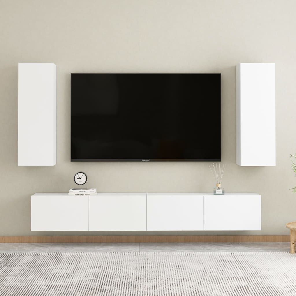 vidaXL TV Cabinets 2 pcs White 30.5x30x90 cm Engineered Wood