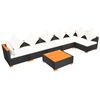 vidaXL 7 Piece Garden Lounge Set with Cushions Poly Rattan Black
