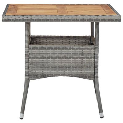vidaXL Outdoor Dining Table Grey Poly Rattan and Solid Acacia Wood, grey vidaXL Outdoor Dining Table Grey Poly Rattan and Solid Acacia Wood