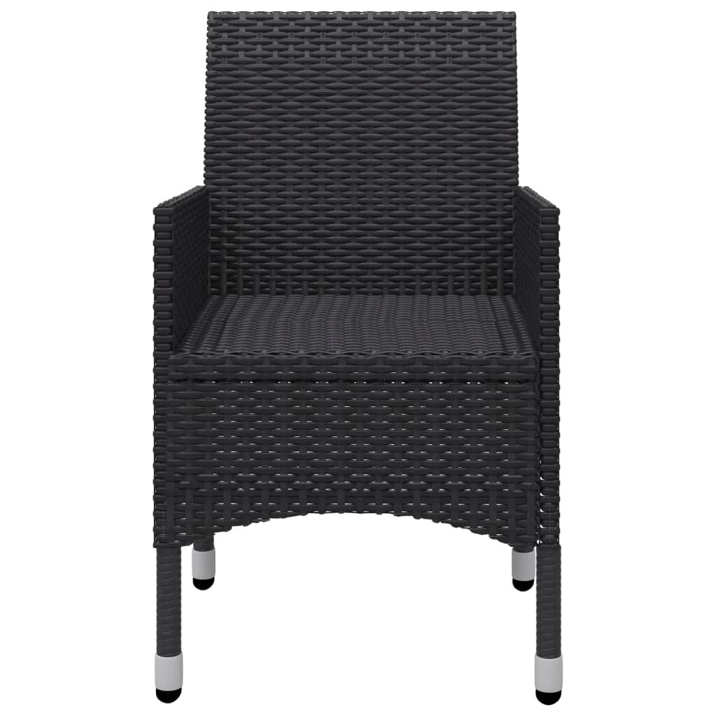 vidaXL 3 Piece Bistro Set Poly Rattan and Tempered Glass Black