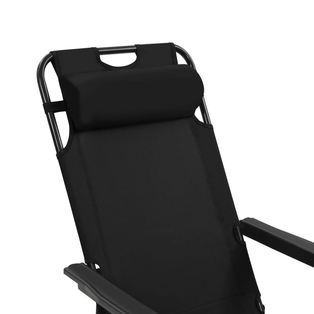 vidaXL Folding Sun Loungers 2 pcs with Footrests Steel Black