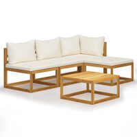 vidaXL 5 Piece Garden Lounge Set with Cushion Cream Solid Acacia Wood, cream vidaXL 5 Piece Garden Lounge Set with Cushion Cream Solid Acacia Wood