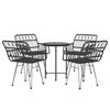 vidaXL 5 Piece Garden Dining Set Black Poly Rattan