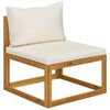 vidaXL 2 Piece Sofa Set with Cream White Cushions Solid Acacia Wood