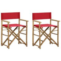 vidaXL Folding Director's Chairs 2 pcs Red Bamboo and Fabric, red vidaXL Folding Director's Chairs 2 pcs Red Bamboo and Fabric