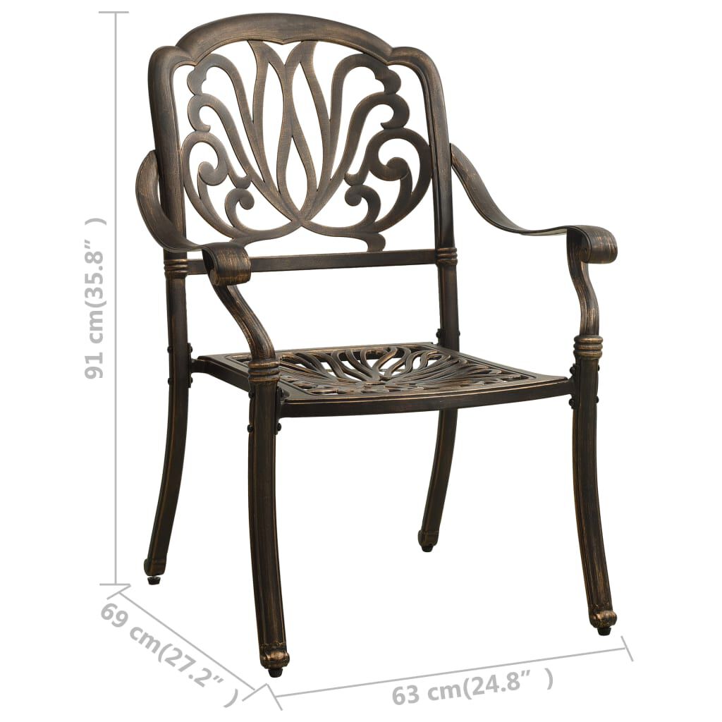 vidaXL 3 Piece Bistro Set Cast Aluminium Bronze