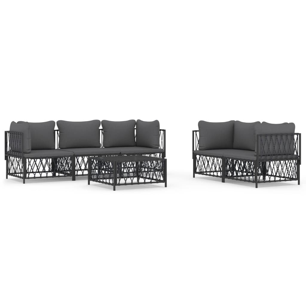 vidaXL 6 Piece Garden Lounge Set with Cushions Anthracite Steel