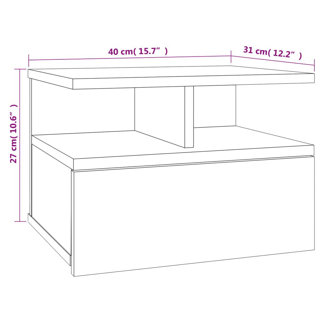 vidaXL Floating Nightstand 2 pcs Smoked Oak 40x31x27 cm Engineered Wood