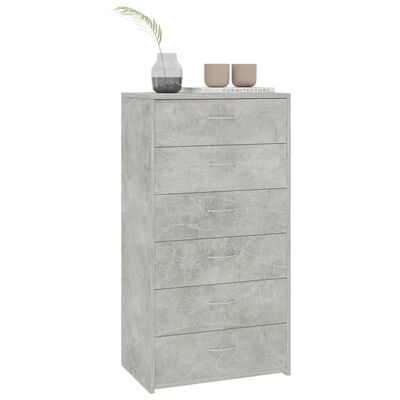 vidaXL Sideboard with 6 Drawers Concrete Grey 50x34x96 cm Engineered Wood, concrete grey vidaXL Sideboard with 6 Drawers Concrete Grey 50x34x96 cm Engineered Wood