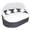 vidaXL Outdoor Lounge Bed with Canopy Poly Rattan Black