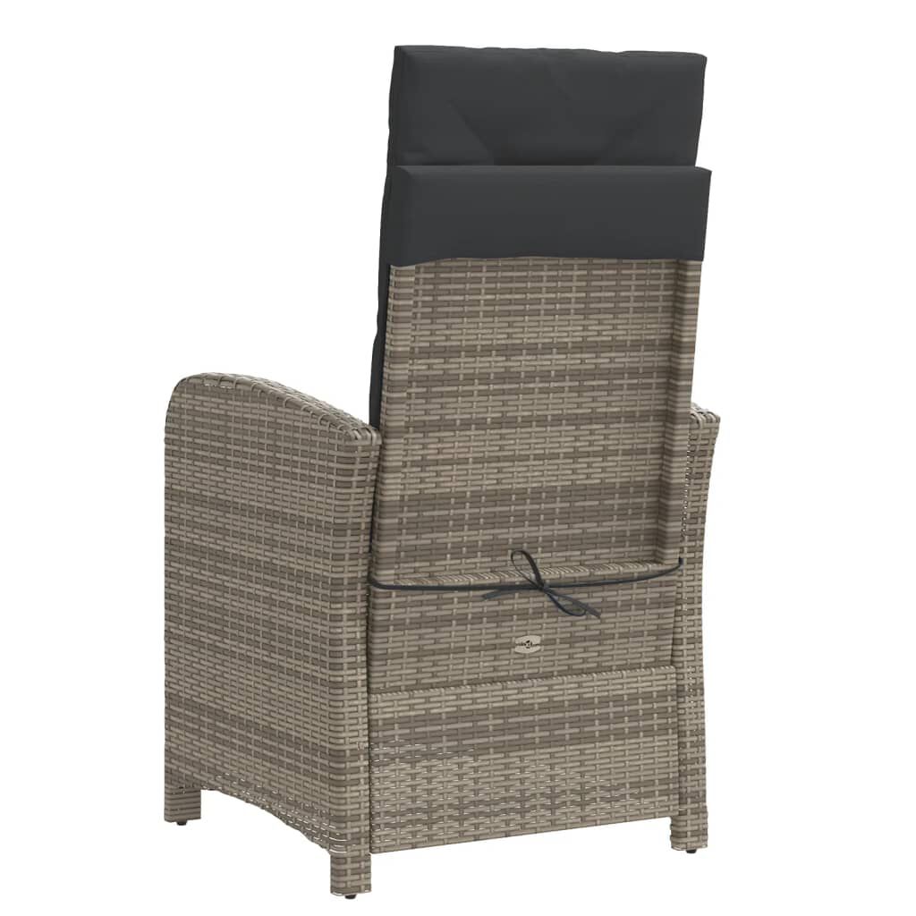 vidaXL Reclining Garden Chairs 2 pcs with Footrest Grey Poly Rattan