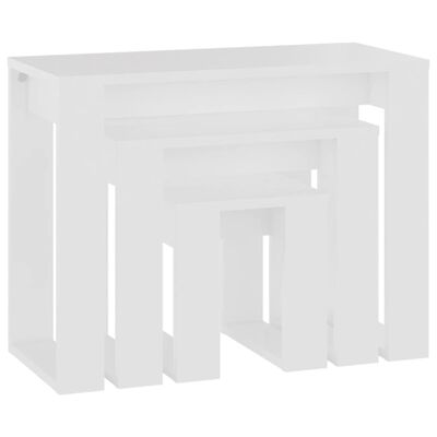 vidaXL Nesting Tables 3 pcs White Engineered Wood, white vidaXL Nesting Tables 3 pcs White Engineered Wood