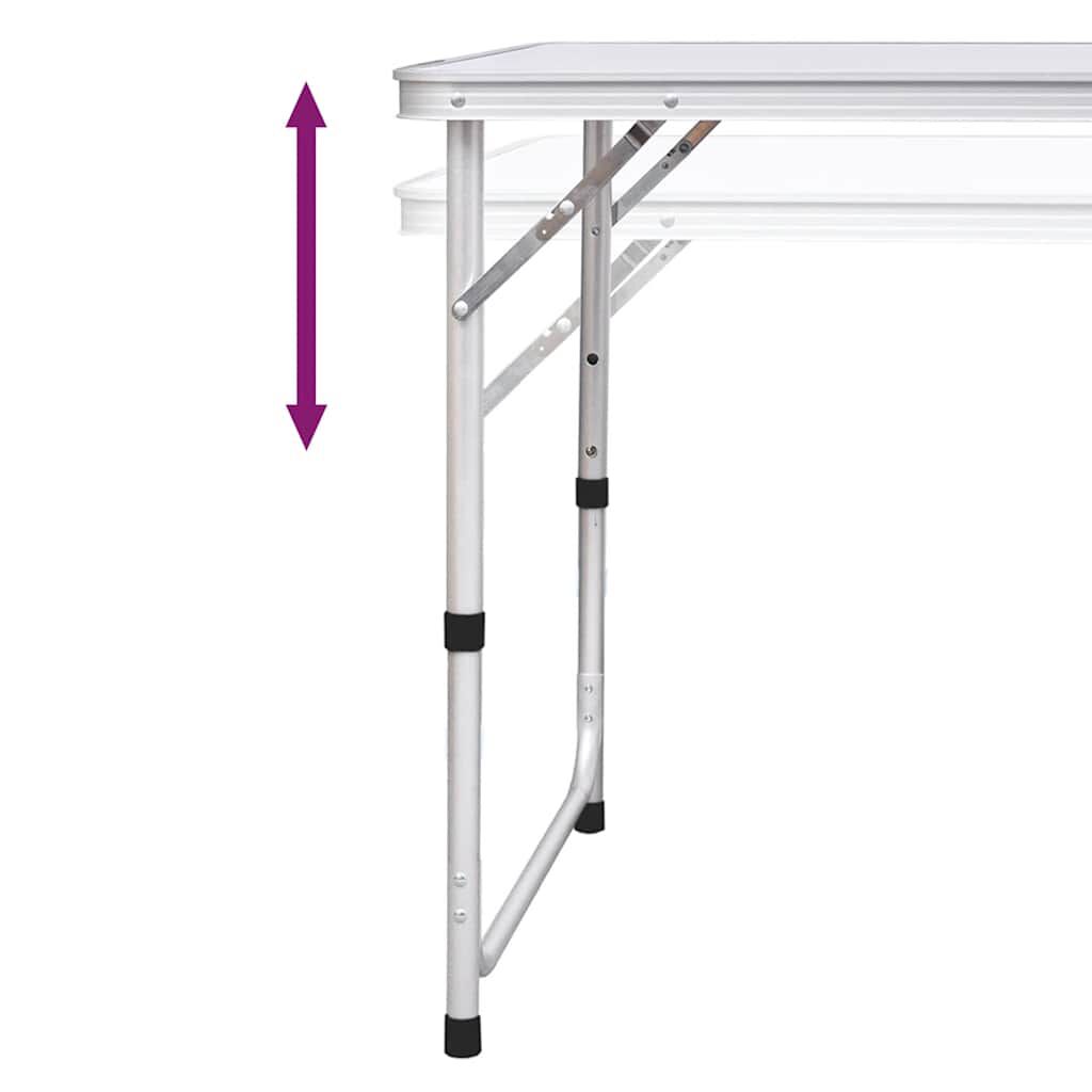 Foldable Camping Table Set with 6 Stools Height Adjustable 180x60cm