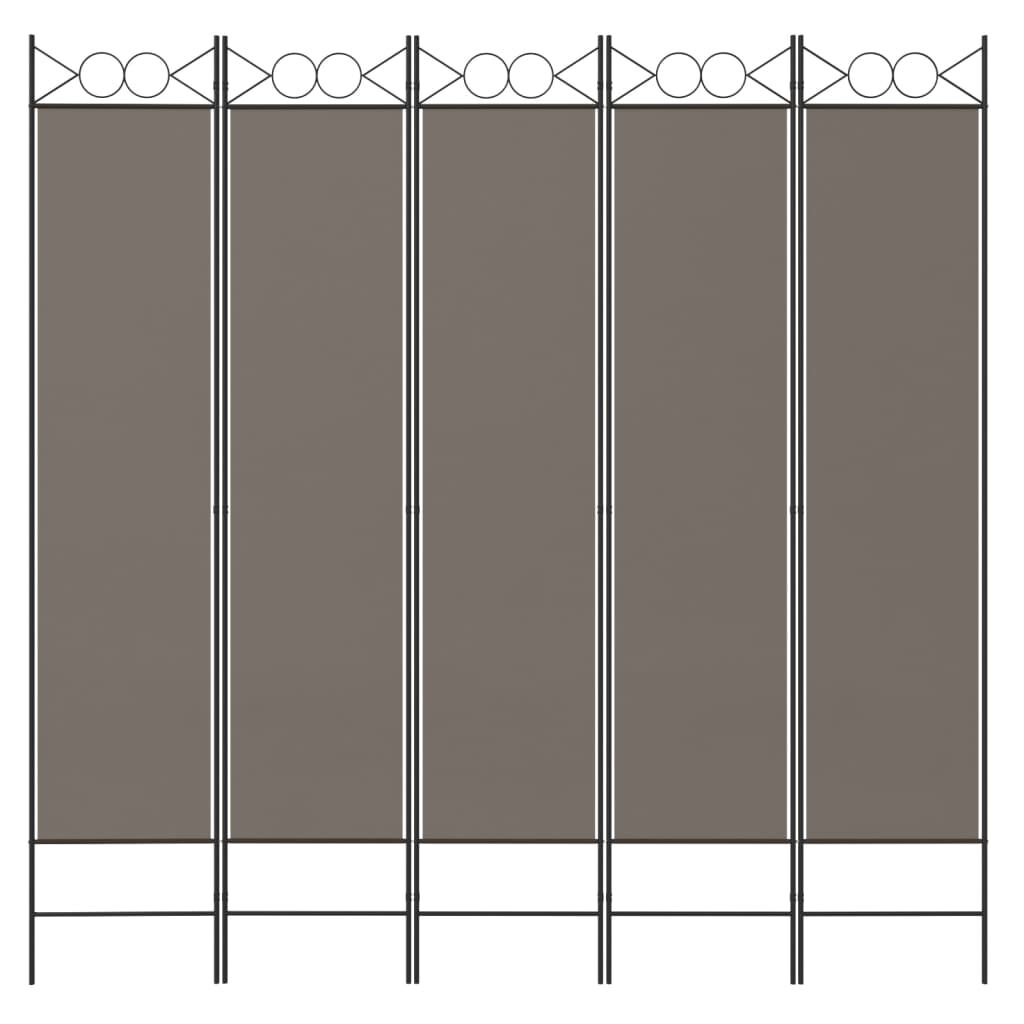 vidaXL 5-Panel Room Divider Anthracite 200x200 cm Fabric