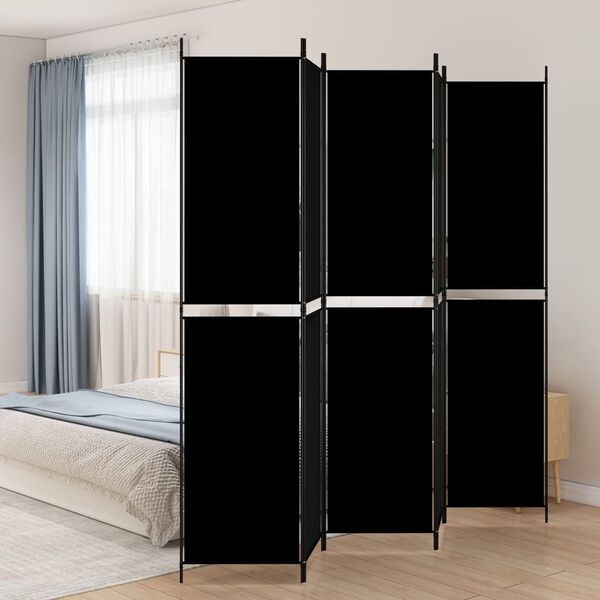 vidaXL 5-Panel Room Divider Black 250x220 cm Fabric