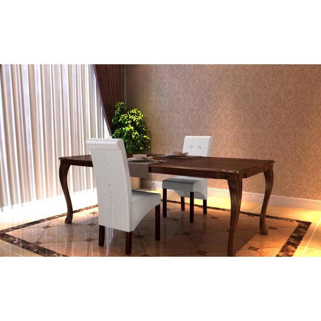vidaXL Dining Chairs 2 pcs White Faux Leather