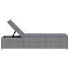 vidaXL Sun Lounger with Cushion and Tea Table Poly Rattan Grey