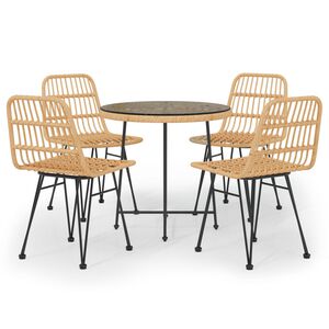 vidaXL 5 Piece Garden Dining Set Poly Rattan