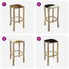 vidaXL Bar Stool Goatskin Leather and Solid Teak Wood