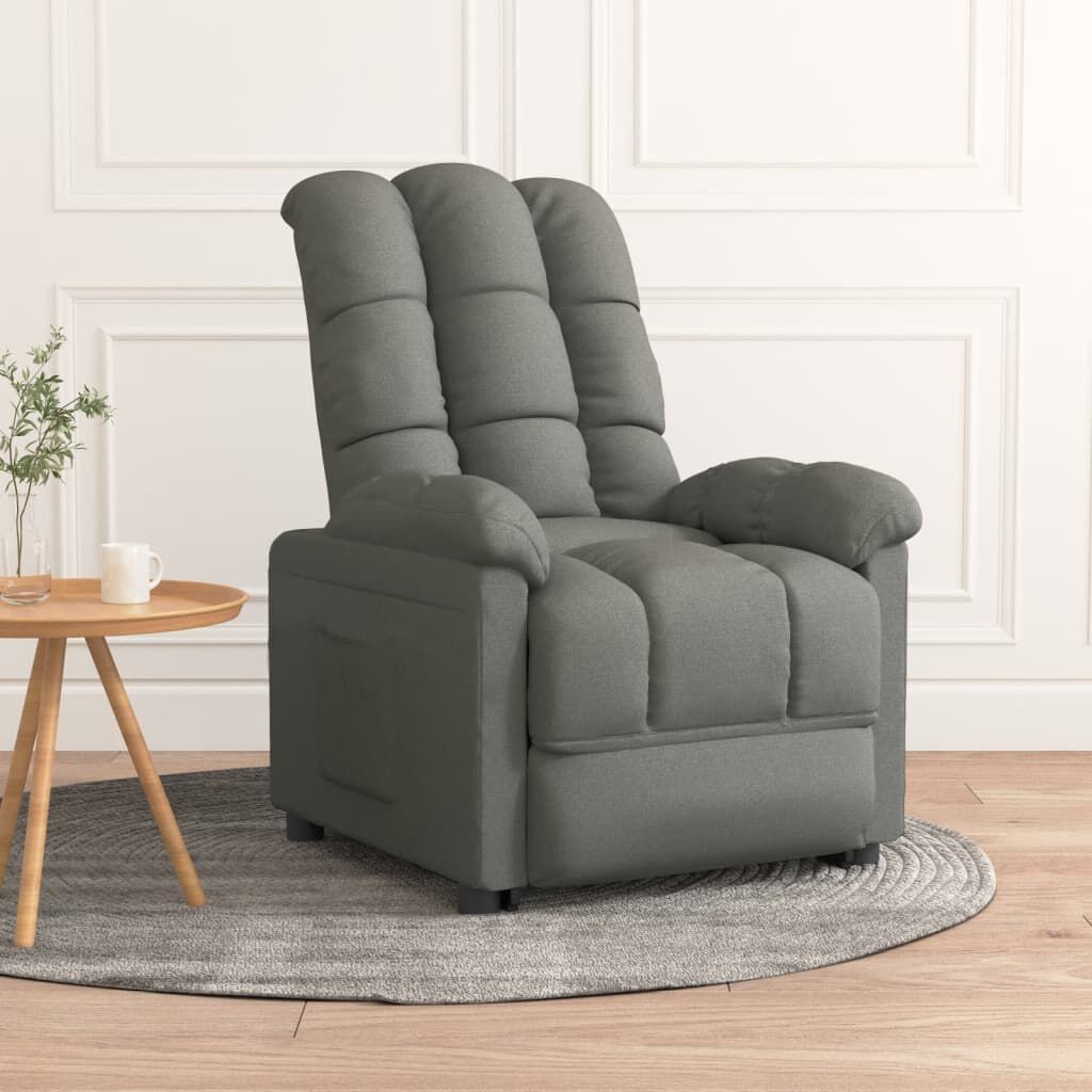 vidaXL Recliner Chair Dark Grey Fabric