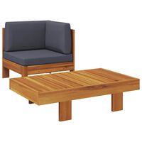 vidaXL 2 Piece Garden Lounge Set with Dark Grey Cushions Acacia Wood, dark grey vidaXL 2 Piece Garden Lounge Set with Dark Grey Cushions Acacia Wood