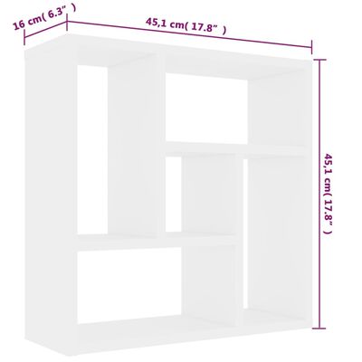 vidaXL Wall Shelf White 45.1x16x45.1 cm Engineered Wood, white vidaXL Wall Shelf White 45.1x16x45.1 cm Engineered Wood