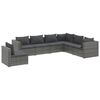 vidaXL 7 Piece Garden Lounge Set with Cushions Poly Rattan Grey