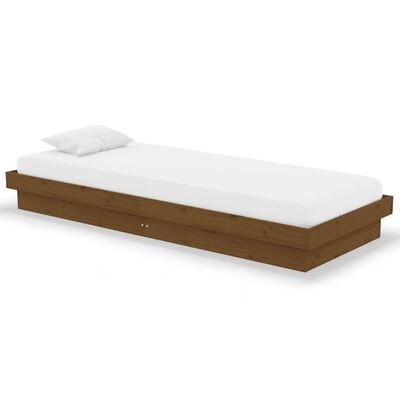 vidaXL Bed Frame without Mattress Honey Brown Solid Wood Small Single, honey brown vidaXL Bed Frame without Mattress Honey Brown Solid Wood Small Single