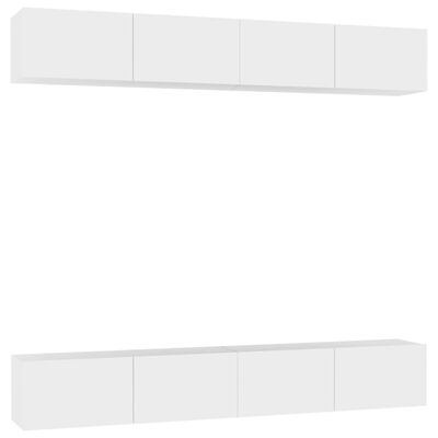 vidaXL TV Cabinets 4 pcs White 100x30x30 cm Engineered Wood, white vidaXL TV Cabinets 4 pcs White 100x30x30 cm Engineered Wood