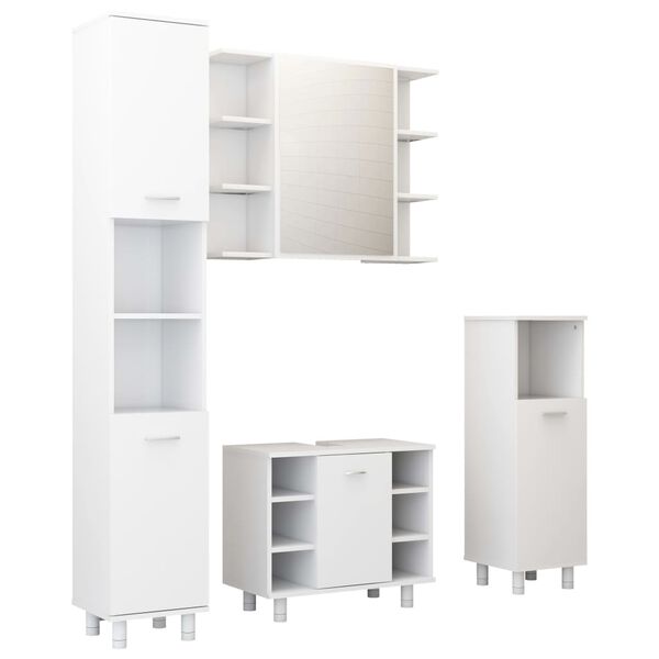 vidaXL 4 Piece Bathroom Furniture Set White Engineered Wood