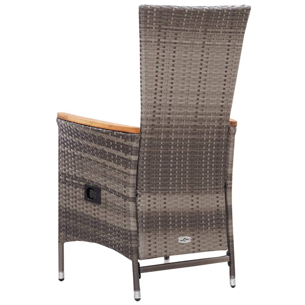 vidaXL 7 Piece Garden Dining Set Poly Rattan Grey