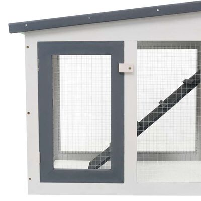 vidaXL Outdoor Large Rabbit Hutch Grey and White 201x45x85 cm Wood, grey and white vidaXL Outdoor Large Rabbit Hutch Grey and White 201x45x85 cm Wood