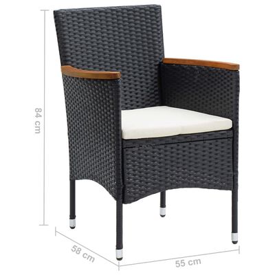 vidaXL 5 Piece Garden Dining Set with Cushions Poly Rattan Black, black and brown vidaXL 5 Piece Garden Dining Set with Cushions Poly Rattan Black
