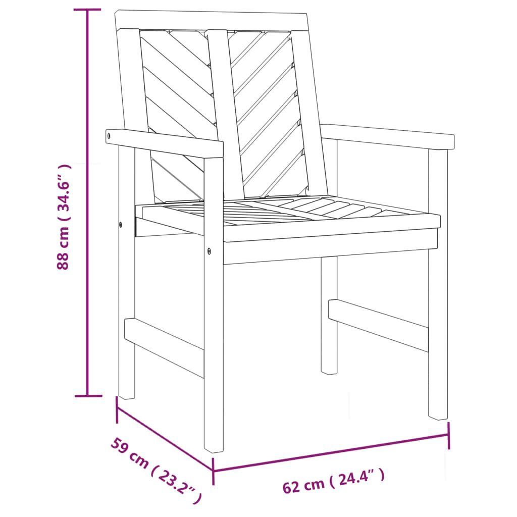 vidaXL Garden Dining Chairs 2 pcs Solid Wood Acacia