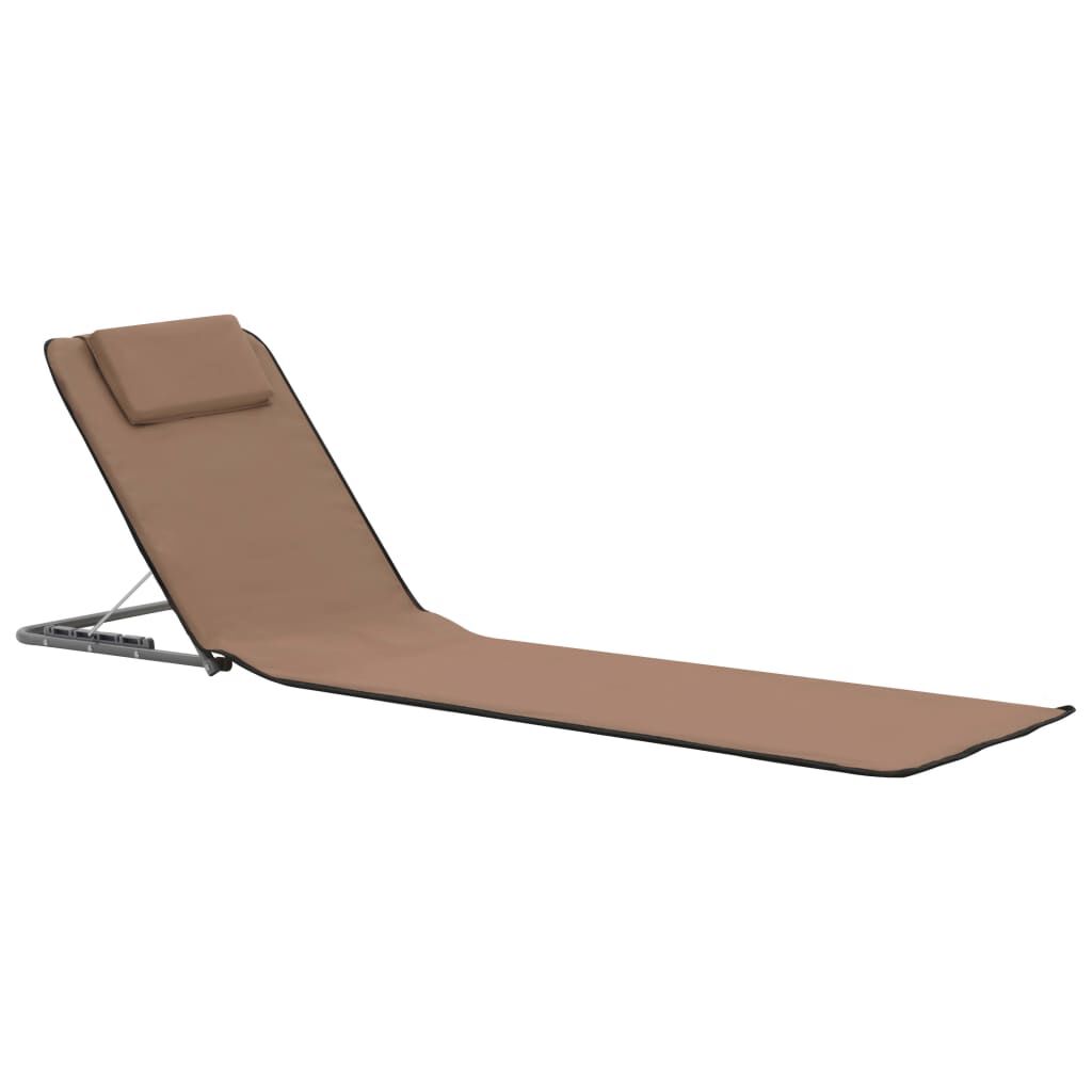vidaXL Folding Beach Mats 2 pcs Steel and Fabric Brown