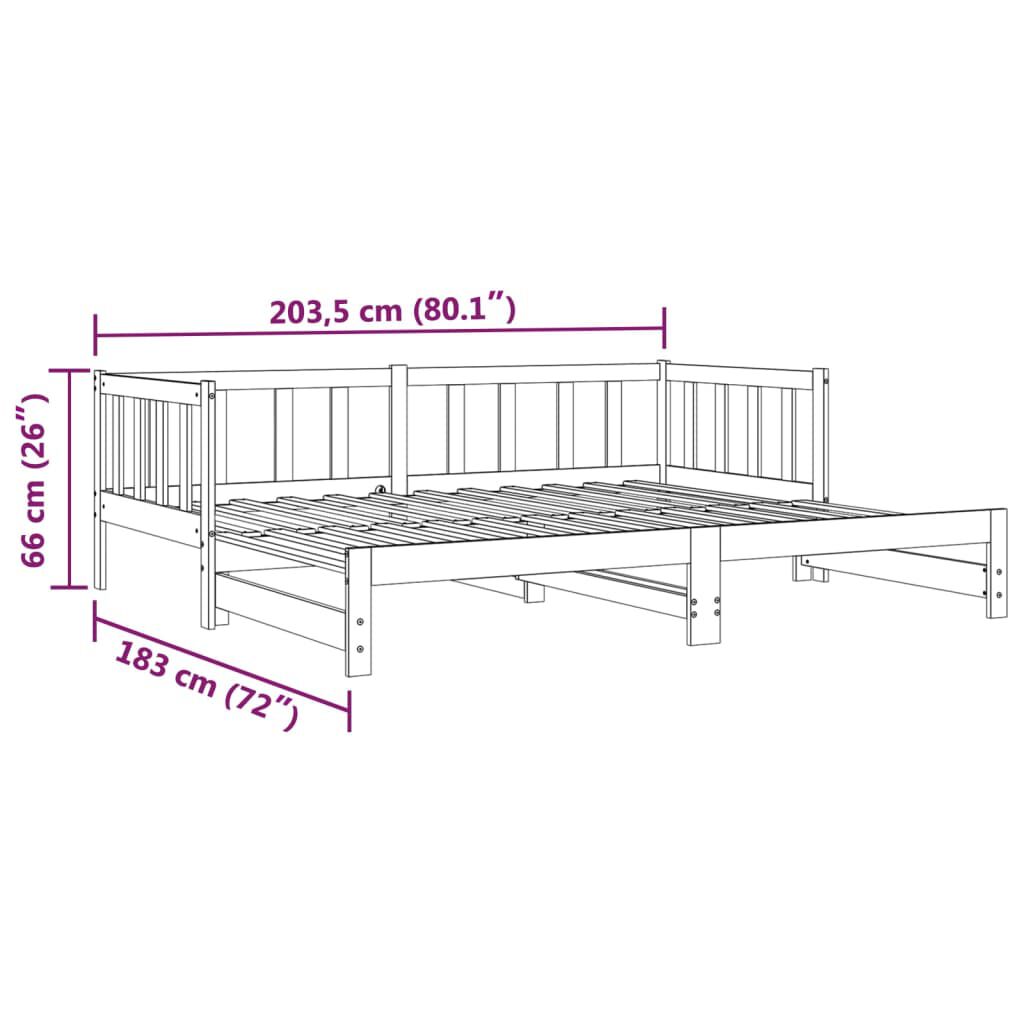 vidaXL Pull-out Day Bed without Mattress Honey Brown 2x(90x200)cm
