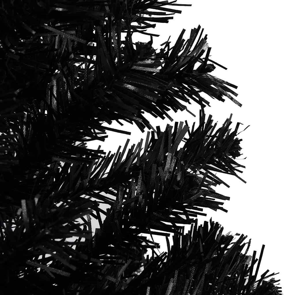 vidaXL Artificial Pre-lit Christmas Tree with Ball Set Black 210 cm PVC