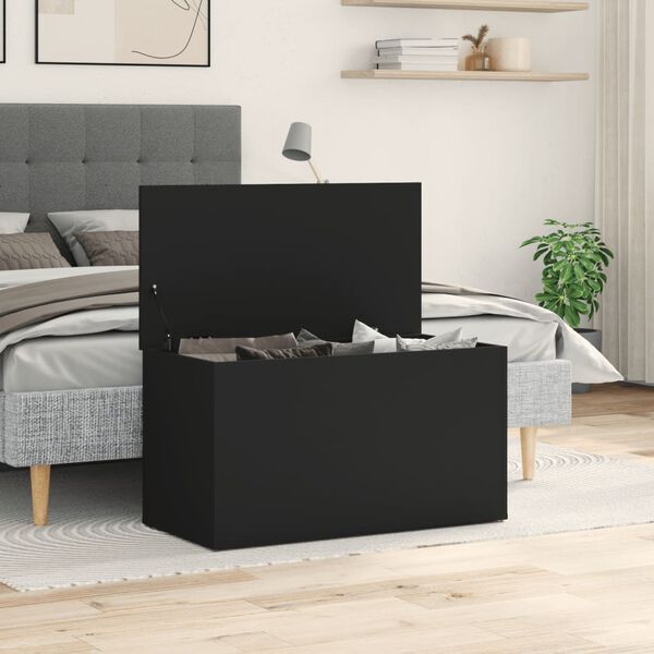 vidaXL Storage Chest Black 84x42x46 cm Engineered Wood