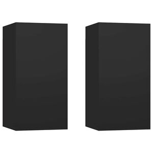 vidaXL TV Cabinets 2 pcs Black 30.5x30x60 cm Engineered Wood